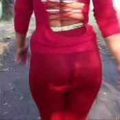 candid booty public spandex red the big ass girl