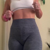 bloated belly in workout pants hd mia valencia