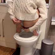 Boatbunny Pooping Over The Toilet