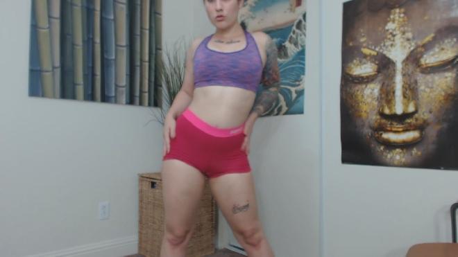 booty shaking pink spandex shorts goddess green eyed