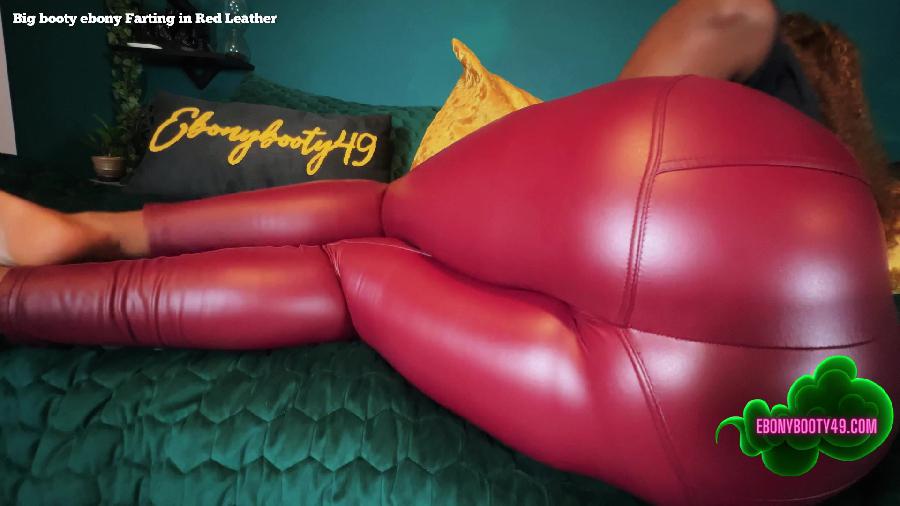 Ebonybooty49farts Farting In Red Leather